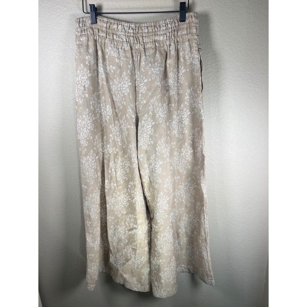 NWT Anthropologie The Somerset Jacquard Pull On Wide Leg Linen Blend Pants Small - Picture 8 of 15